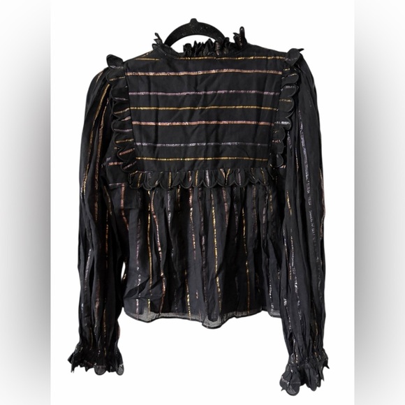 Farm Rio Metallic Stripe Ruffle Shirt - Picture 4 of 6